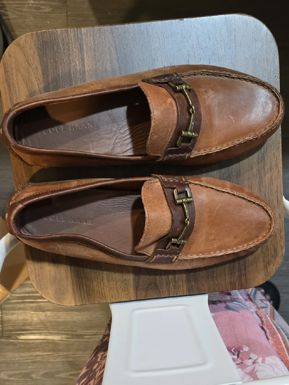 Cole Haan Man Tan Leather Bit Driving Loafers Size 8.5